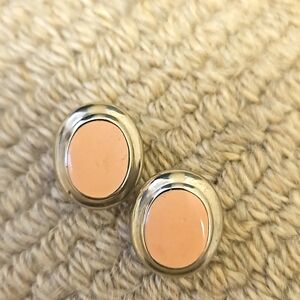 Vintage silver & coral enamel stud earrings